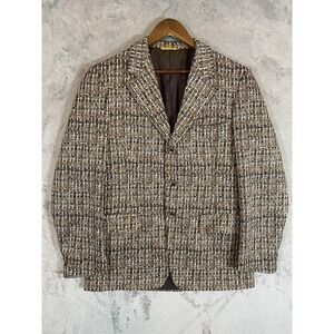 Vintage Harry Oliver Blazer Mens Large Wool Blend Geometric Jacket 70s Indy